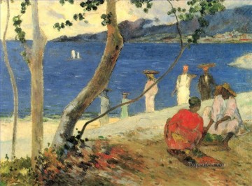 Portadores de fruta en lanse Turín o paisaje Seaside II Paul Gauguin Pinturas al óleo